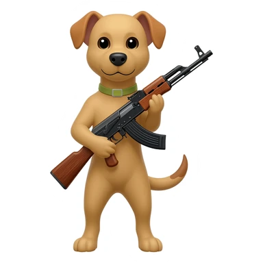 make this dog hold a ak47 sticker