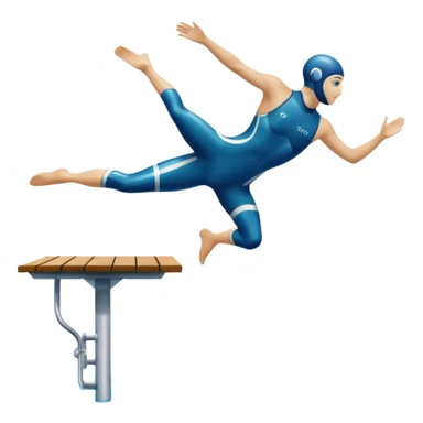 An icon showing a diver captured mid-air in a graceful pose above a pool, with a diving board behind and water below. Splash trails and motion lines emphasize precision and elegance. Transparent background highlights the beauty and focus of competitive diving. sticker