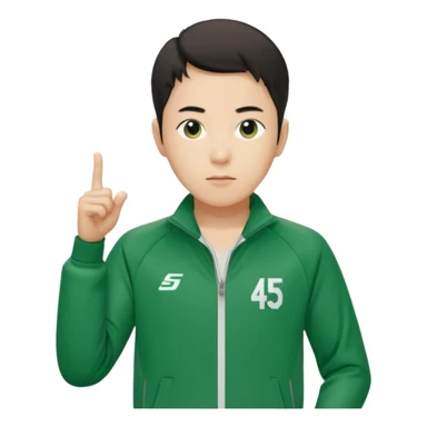 Draw Seong Gi-hun (Player 456) in green tracksuit with the white number 456 clearly printed on the chest & jacket. sticker
