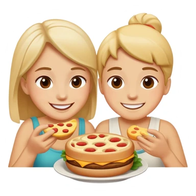 two people sharing food, smiling, simple and expressive sticker