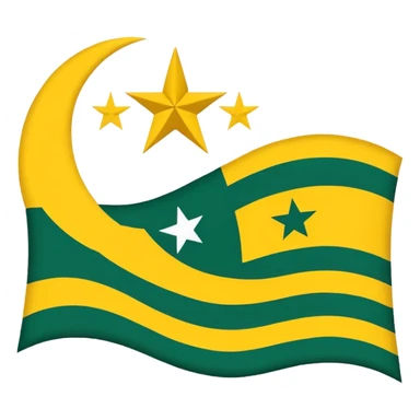 Flag of the actual Azad Kashmir with yellow stripes,green background and white moon and star sticker