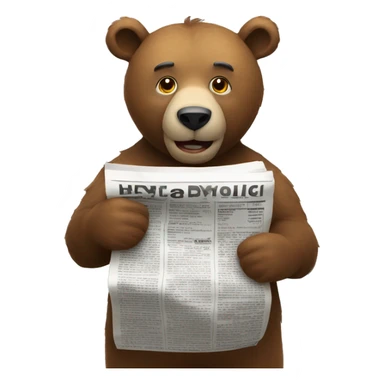  bear holding a roll of newspaper on hand sticker