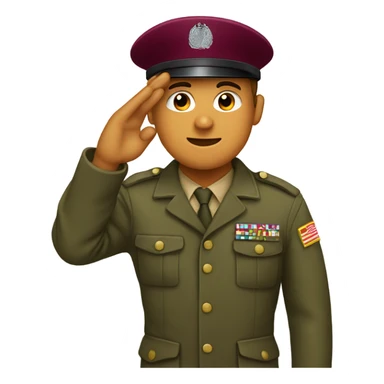 Soldier with maroon beret saluting sticker