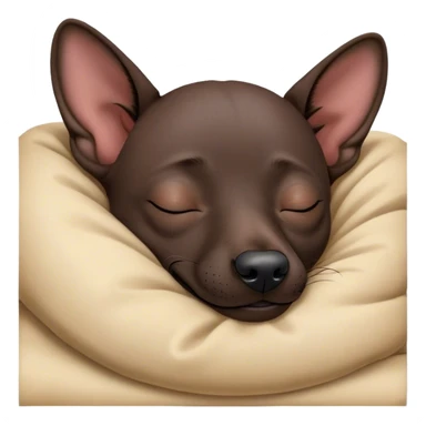 Meme-Worthy Cute Sleeping Xoloitzcuintle dog Portrait Emoji, Head resting peacefully with a contented smile, showcasing a sleek, muscular build with smooth, hairless ebony skin and gently relaxed wrinkles, eyes shut in a serene nap, Simplified yet hilariously adorable features, highly detailed, glowing with a soft, drowsy light, high shine, relaxed and utterly lovable, stylized with an air of playful laziness, bright and heartwarming, soft glowing outline, capturing the essence of a comically sleepy guardian, so meme-worthy it feels like it could instantly become the next viral sensation of adorable slumber! sticker