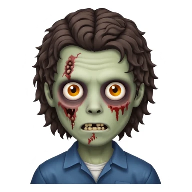 curly dark dark brown mullet haired zombie boy sticker
