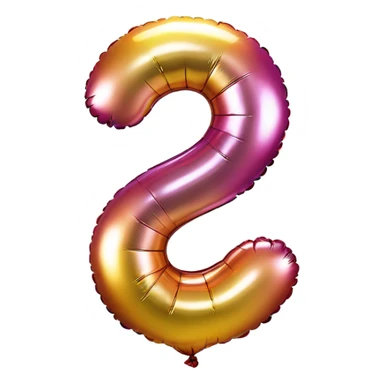 Number 2 as a realistic balloon sticker