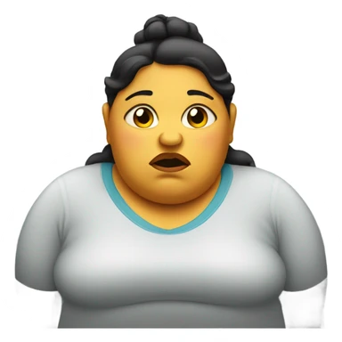 fat woman looking sad sticker