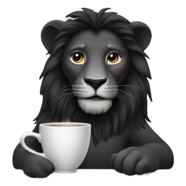 Black lion drinking tea sticker
