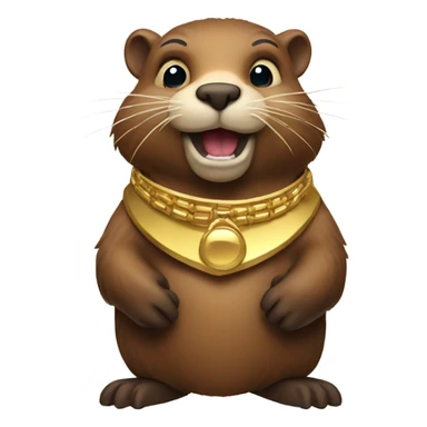 a beaver with a gold collar sticker