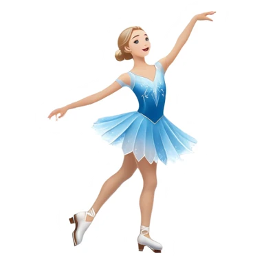 An icon showing a graceful figure skater performing a spin on the ice in a grand ice palace. The rink is illuminated by soft light beams, with cheering spectators in the stands. Snowflakes gently fall, adding to the magical atmosphere. Transparent background highlights elegance and artistry. sticker