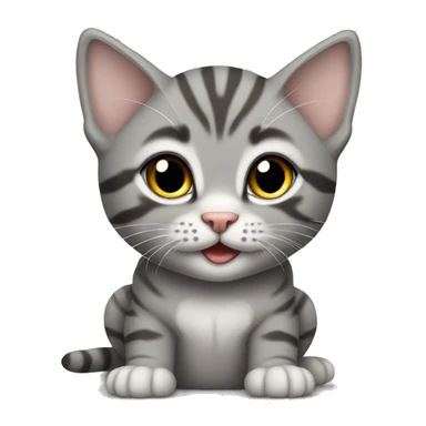 Gray tabby kitten sitting sticker