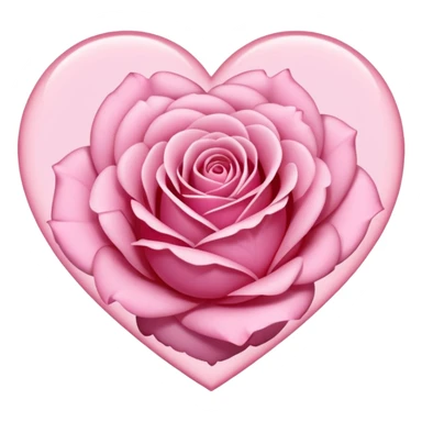 pink rose inside a heart outline, soft and charming sticker