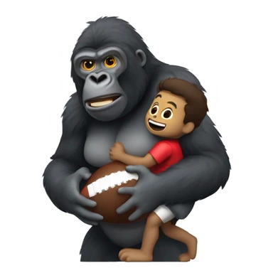 A small football human being held by a gorilla  sticker