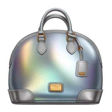 Realistic silver iridescent dome shaped Dooney and Bourke satchel purse isolated.  sticker