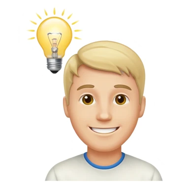 white man with light bulb over head, came up with idea sticker