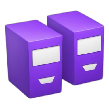 Two purple Parallelepipeds faced to the front each with a white letter in the middle sticker