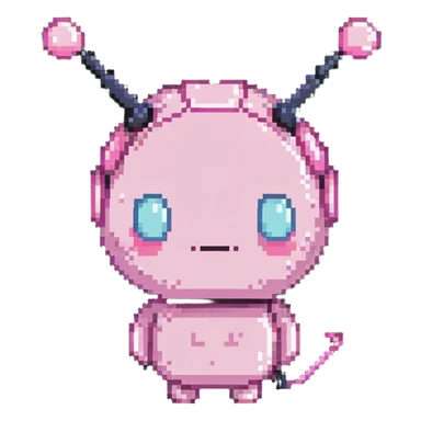 Majin Buu from Dragon Ball Z, pink round character, antenna on head, cute facial expression sticker