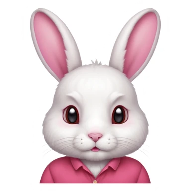 white bunny, pet lover, red shirt. sticker