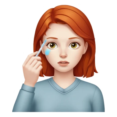 Redhead woman sick taking her temperature  sticker