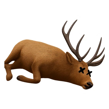 Add cartoon X's over the eyes to indicate the elk is dead, keep the rest realistic, no background. Maintain the realistic style of the elk while adding the cartoon X's over the eyes as a clear dead indicator. sticker
