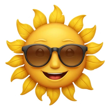 A happy sun emoji with sunglasses. sticker