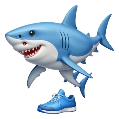 Shark with legs wearing blue shoes sticker