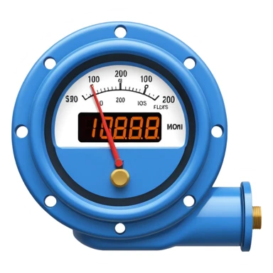 Mini caudalímetro color azul con brida y el medior tipo digital sticker