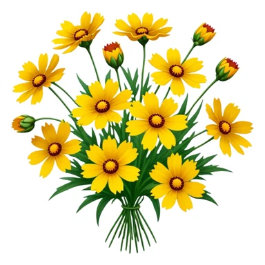 big bouquet Coreopsis, luxuriant, stem, leaf sticker