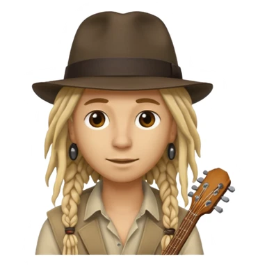 blonde Musician with dreadlocks and fedora sticker