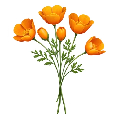luxuriant bouquet Eschscholzia californica, luxuriant, stem, leaf, bud sticker