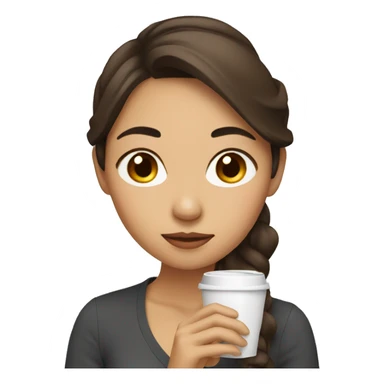Asian American woman brown hair drinking coffee sticker