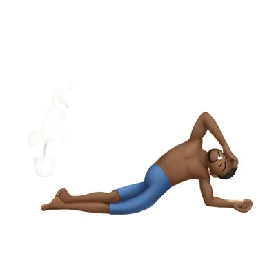 man lying on yoga mat doing stretching sticker