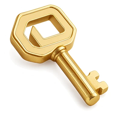 logo in the shape of a gold key, modern logo style sticker