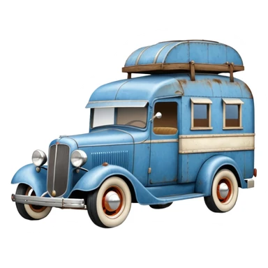 A 1934 rustic old antique rat Chevrolet hot rod caravan with  a large matching trailer that’s blue and pearl  sticker