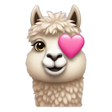 alpaca holding pink heart icon sticker