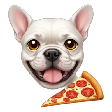 white FRENCH BULLDOG-eating pizza sticker