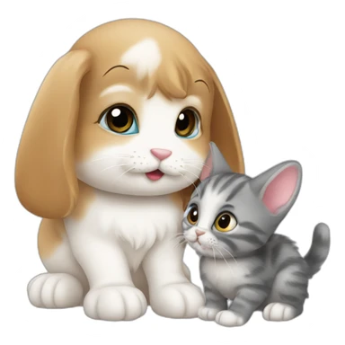 bunny kisses a kitten sticker