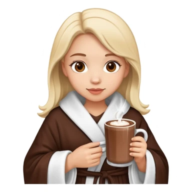 girl with a robe on with hot chocolate  sticker