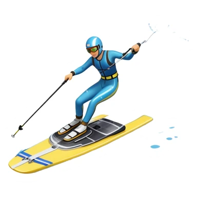 An icon featuring a close-up collage of water skis, splashing water across the surface. The design highlights the motion of the skis cutting through the water. Transparent background emphasizes the thrill of water skiing. sticker