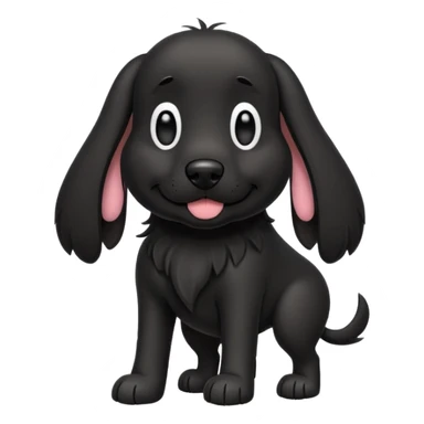 Please give me an all black dog with droopy ears as a walking dog emoji sticker