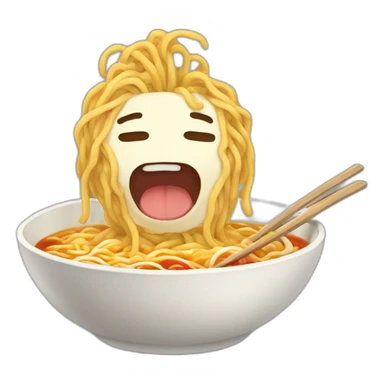 Kistune qui mange un ramen  sticker