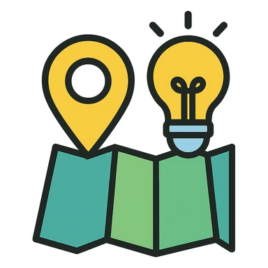 icon representing local knowledge, modern style, clean lines, colorful sticker