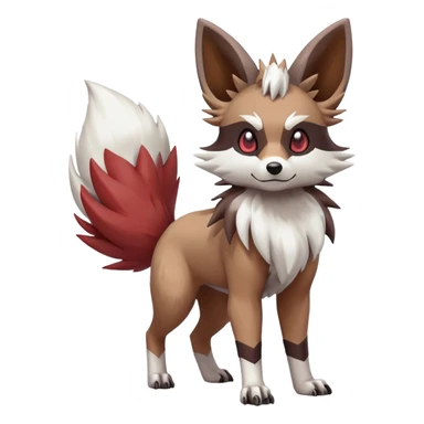 zigzagoon-Eevee-Lycanroc-linoone-furret-Fakémon-hybrid-creature (full body)  sticker