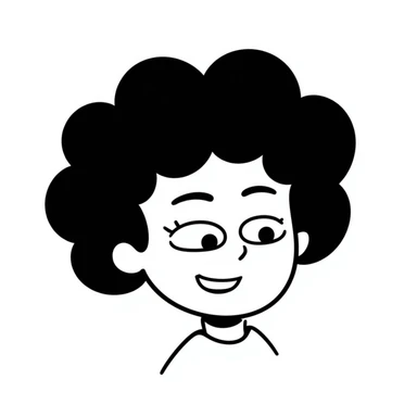 Simple hand-drawn afro hairstyle with a happy face sticker