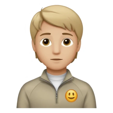 boy with dark blonde hair middle part with a quarter zip and a ' overhemd' underneath sticker