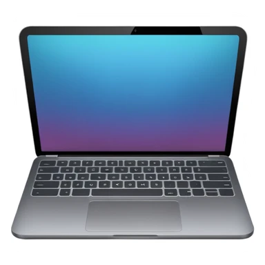 iOS-style emoji of a modern laptop. Smooth gradients, rounded shape, metallic look. Simple, clean, no background, balanced proportions. sticker