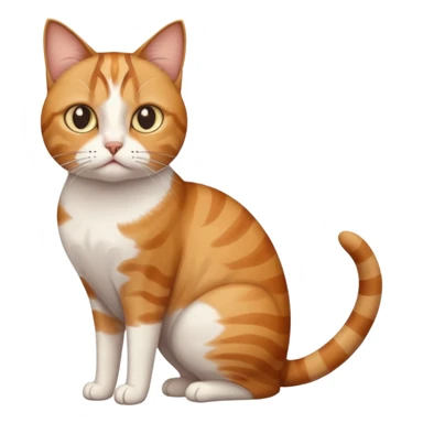 full body white, ginger and brown tabby calico cat with skinny head and fat body with an anxious face sticker