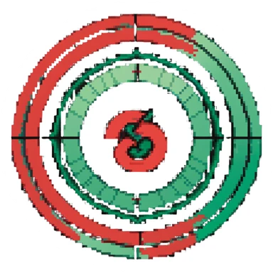 Circular member emblem with green to red gradient swirl pattern and member symbol sticker