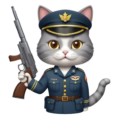 cat with gun in the military sticker