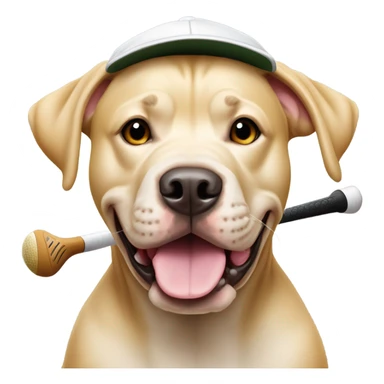 All blonde pitbull lab mix golfing sticker